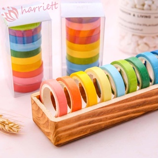 Harriett ชุดเทปกาว สีรุ้ง สไตล์ญี่ปุ่น สําหรับตกแต่งสมุดภาพ เครื่องเขียน DIY