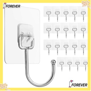 Forever ตะขอแขวนติดผนัง สเตนเลสใส 22Ib(Max) ขนาดใหญ่ สําหรับห้องครัว ห้องน้ํา 20 ชิ้น