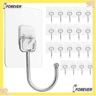 Forever ตะขอแขวนติดผนัง สเตนเลสใส 22Ib(Max) ขนาดใหญ่ สําหรับห้องครัว ห้องน้ํา 20 ชิ้น