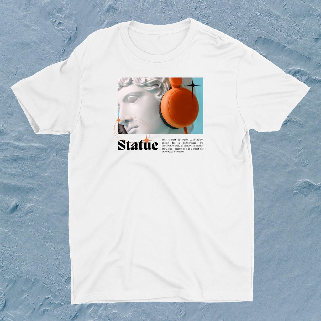 ความร้อน เสื้อยืดพิมพ์ลายกราฟฟิค Orange Minimalist Aesthetic Sculpture Streetwear T-Shirt  เนื้อผ้า 