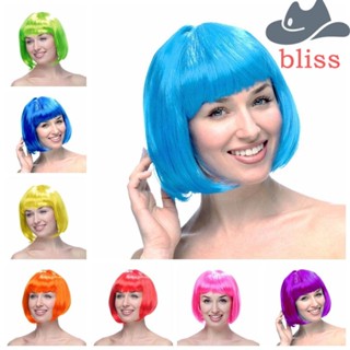 Bliss วิกผมบ๊อบสั้น ตรง ระบายอากาศ สีชมพู สําหรับคอสเพลย์ปาร์ตี้คริสต์มาส