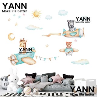 Yann1 สติกเกอร์โปสเตอร์ ลายการ์ตูนสัตว์นักบิน มีกาวในตัว สําหรับติดตกแต่งผนังบ้าน ห้องเด็ก