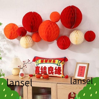 Lansel โคมไฟกระดาษ รูปรังผึ้ง สไตล์จีน DIY สําหรับตกแต่งห้องอาบน้ําเด็ก 5 ชิ้น