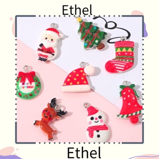 Ethel1 จี้ลูกปัด รูปการ์ตูนซานต้าคลอส สโนว์แมน กวาง แฮนด์เมด หลากสี สําหรับทําเครื่องประดับ ของขวัญคริสต์มาส 30 ชิ้น