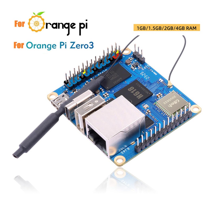 บอร์ดทดลอง สําหรับ Orange Pi Zero 3 1.5GB RAM H618 WiFi5+BT 5.0 Gigabit LAN Android 12 Debian12 Ubuntu22.04