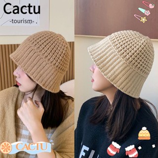 Cactu หมวกบักเก็ต หมวกถักโครเชต์ หมวกฮู้ด นิ่ม ลายหัวกะโหลก สําหรับผู้หญิง