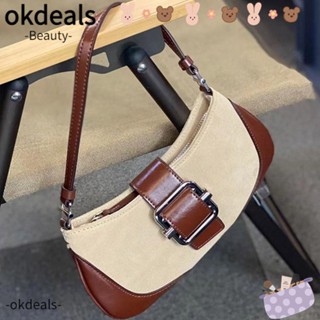 Okdeals กระเป๋าสะพายไหล่ กระเป๋าถือ หนัง PU น้ําหนักเบา แฟชั่นเรโทร สําหรับสตรี