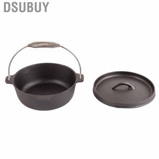 Dsubuy Camping Pot Cast Iron Pre Seasoned Prevent Stick Outdoor Cooking W/Lid