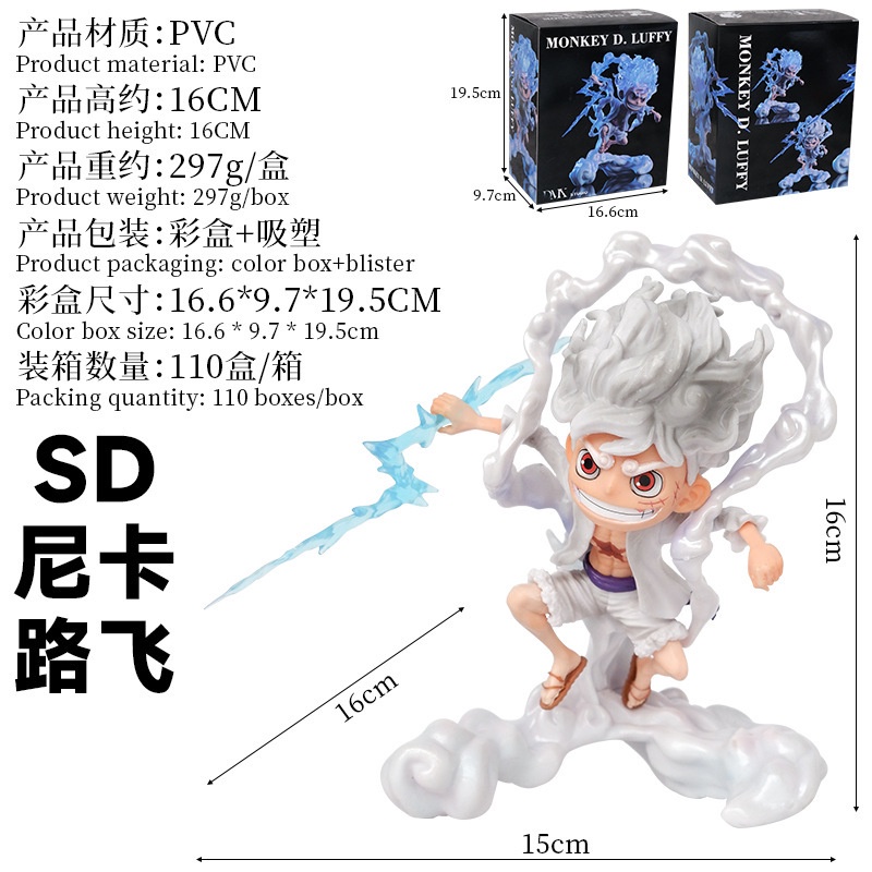 จัดส่งจากประเทศไทย  โมเดลฟิกเกอร์ อนิเมะวันพีช 5 ลูฟี่ Sun God Nika เวอร์ชั่น Q 16 ซม. ของเล่น ของสะสม สําหรับเด็ก