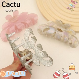 Cactu กิ๊บติดผม กรดอะซิติก กิ๊บกรงเล็บ ขนาดใหญ่ สีแคนดี้ ลายดอกไม้ เครื่องประดับจัดแต่งทรงผม แฟชั่นสําหรับผู้หญิง