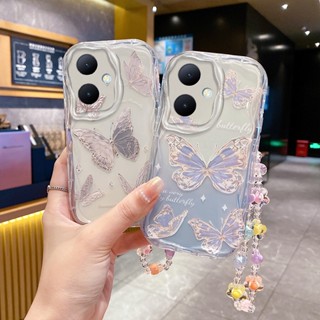 เคสโทรศัพท์มือถือแบบนิ่ม ใส กันกระแทก พร้อมสร้อยข้อมือคริสตัล สําหรับ Vivo V20 Pro Y52 S1 Y77 Y76 Y75 Y55 T1 5G Y19 U20