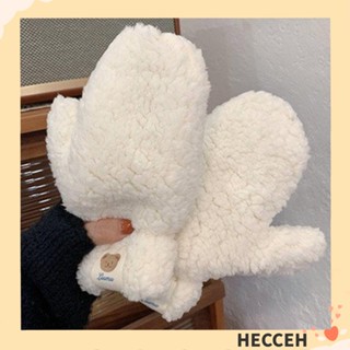 Hecceh ถุงมือขนนุ่ม ห้อยคอ ตุ๊กตาหมี สีพื้น สําหรับนักเรียน