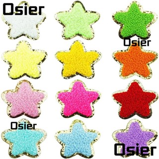 Osier1 แผ่นแพทช์ผ้าฝ้าย ปักลายดาว สีทอง 5*5 ซม. 12 ชิ้น