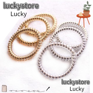 Lucky ที่คาดผมหางม้า แบบยืดหยุ่น สีทอง สีเงิน 10 ชิ้น