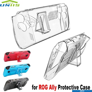 Uniis เคสโทรศัพท์มือถือ PC แบบใส กันกระแทก พร้อมขาตั้ง สําหรับ Asus ROG Ally Game