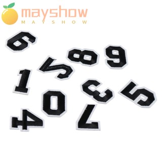 Mayshow แผ่นรีดตัวเลข โพลีเอสเตอร์ 5.1*3.7 ซม. (2.01*1.46 นิ้ว) สีดํา 2 นิ้ว