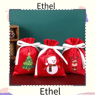 Ethel1 ถุงขนม แบบหูรูด ลาย Merry Christmas ขนาดพกพา สําหรับใส่ขนมหวาน ตกแต่งคริสต์มาส