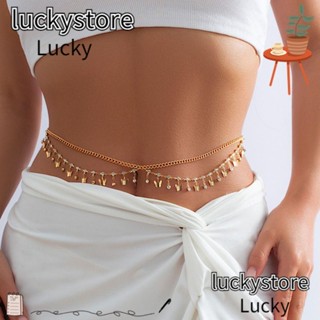 Lucky สายโซ่คล้องเอว ประดับคริสตัล พลอยเทียม รูปผีเสื้อ หลายชั้น สีทอง แฟชั่น สําหรับผู้หญิง