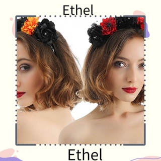 Ethel1 ที่คาดศีรษะ รูปแมงมุม ดอกไม้ แมนนวล เครื่องประดับผม สําหรับปาร์ตี้ฮาโลวีน