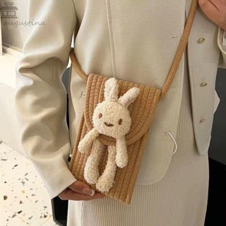 Augustina กระเป๋าสะพายข้าง กระเป๋าถือ ลายกระต่ายถัก สีพื้น สําหรับผู้หญิง
