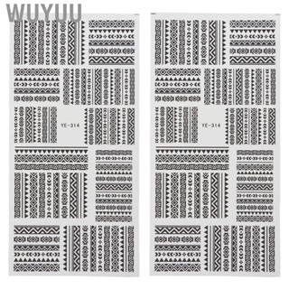 Wuyuu DIY Nail  2Pcs Self Adhesive Lace Latticed Stripe Pattern