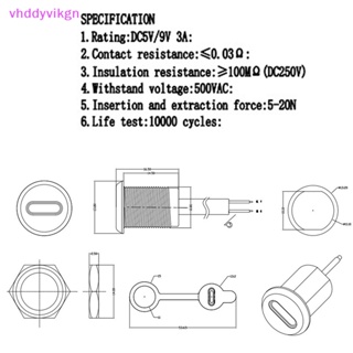 Vhdd ซ็อกเก็ตชาร์จ USB-C 2 4 5Pin พร้อมน็อตล็อค PH2.0 USB TYPE-C ตัวเมีย กันน้ํา