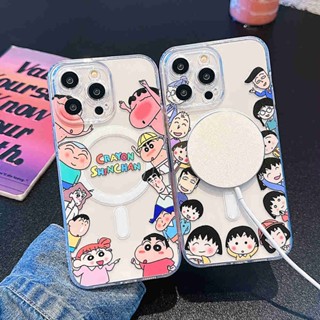 เคสโทรศัพท์มือถือแบบใส ลายการ์ตูนชิบิ มารุโกะจัง ชินจังจอมแก่นน่ารัก สําหรับ iPhone 11 12 13 14 Pro Max