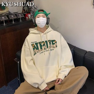 KYUSHUAD แฟชั่นเยาวชน เสื้อสวมหัวใหม่ เทรนด์ยอดนิยม เสื้อกันหนาวพิมพ์ลายศิลปะลำลองผู้ชาย