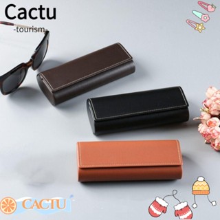 Cactu กล่องแว่นตาหนัง สีพื้น แฟชั่น อุปกรณ์เสริม