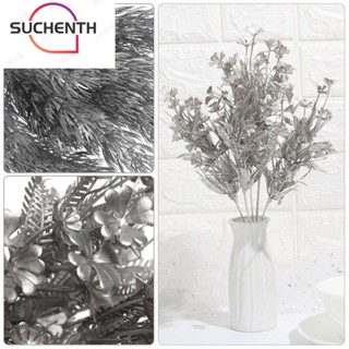 Suchenth พวงหรีดใบไม้ประดิษฐ์ DIY สีทอง สีเงิน สําหรับตกแต่งบ้าน 1 ชิ้น