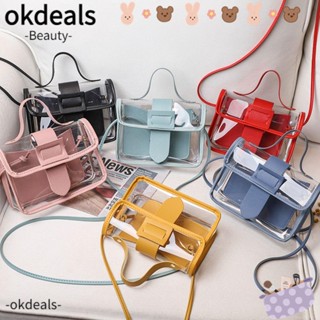 Okdeals กระเป๋าสะพายไหล่ กระเป๋าถือ PVC แบบใส สีแคนดี้ สําหรับสตรี