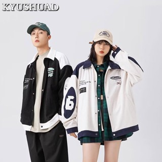 KYUSHUAD เสื้อแจ็คเก็ตเรียบง่ายคอยืนยอดนิยมสำหรับเยาวชนอินเทรนด์เสื้อแจ็คเก็ตผ้าฝ้ายกระดุมแถวเดียวของญี่ปุ่นสีทึบ