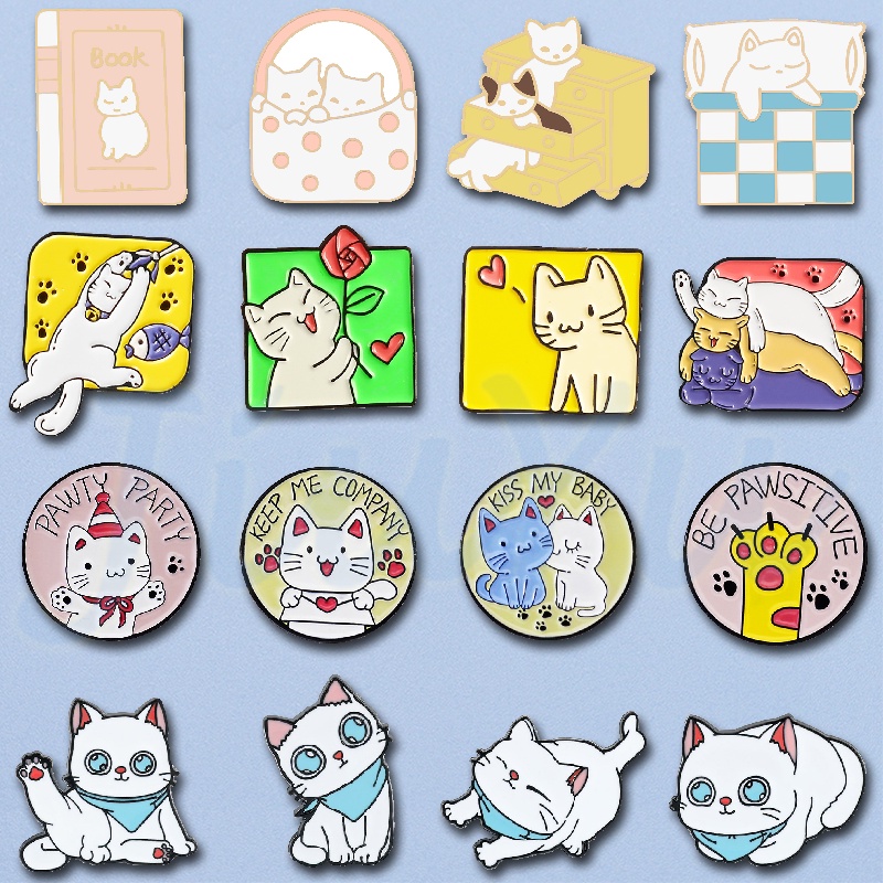 Kawaii เข็มกลัดโลหะ รูปแมวคิตตี้น่ารัก เครื่องประดับ สําหรับเพื่อน คนรักแมว