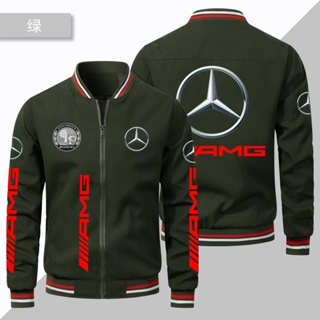 Mercedes-benz เสื้อแจ็กเก็ตลําลอง ขนาดใหญ่ ลายโลโก้รถยนต์ สไตล์สปอร์ต สําหรับผู้ชาย 2023