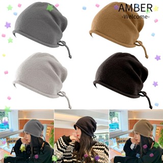 Amber หมวกถัก ผ้าฝ้าย ลายกะโหลกศีรษะ แฟชั่นฤดูใบไม้ผลิ สําหรับสตรี