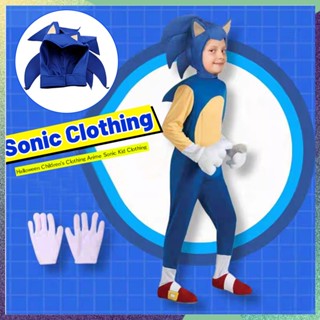 ชุดจั๊มสูทคอสเพลย์อนิเมะ Lightning Speed Sonic The Hedgehog พร้อมถุงมือ สีขาว เหมาะกับของขวัญวันฮาโลวีน สําหรับเด็ก