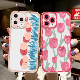 เคสโทรศัพท์มือถือแบบนิ่ม  For Iphone 14 13 12 11 15 Pro mini 8 7 6 6s Plus X XS Max XR se 2020 TPU ใส ลายดอกไม้ สําหรับ