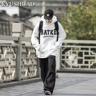 KYUSHUAD เยาวชนใหม่ยอดนิยมสีทึบเรียบง่ายเสื้อสวมหัวเสื้อกันหนาวอารมณ์แนวโน้มแฟชั่นทุกวัน