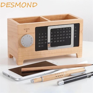 Desmond กล่องเก็บปากกา ปฏิทินไม้ ความจุขนาดใหญ่ สําหรับตั้งโ…