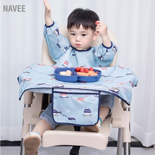 NAVEE Baby Feeding Bib กันน้ำปรับ Hook และ LOOP แขนยาวเด็กวัยหัดเดิน สำหรับเด็ก S