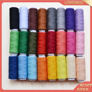 [Lovoski2] ด้ายโพลีเอสเตอร์ 24 ม้วน 200 หลา สีรุ้ง สําหรับจักรเย็บผ้า 24 ชิ้น