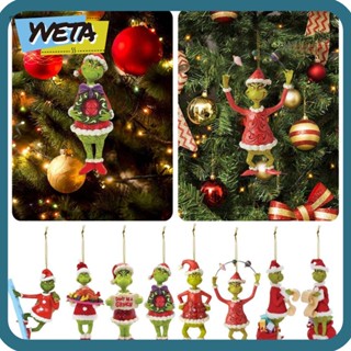 Yveta จี้ฟิกเกอร์อะคริลิค รูป Merry Christmas Grinch แฟชั่นฤดูหนาว สําหรับแขวนตกแต่งต้นคริสต์มาส 3 ชิ้น