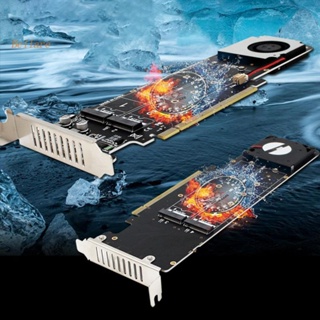 {ขายดี 99} บอร์ดอะแดปเตอร์ PCIeX16 เป็น M.2 M Key 4 NVME 4x32Gbps รองรับ M.2 SSD 2280 60 42 30 [Bellare.th]