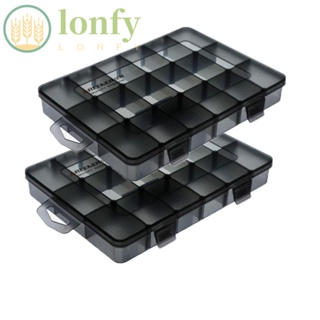 Lonfy กล่องพลาสติกจัดเก็บสกรู 2 ชิ้น และกล่องเก็บเครื่องมือ 2 ชิ้น แบบพกพา 18 ช่อง ปรับได้ ขนาดเล็ก สําหรับจัดระเบียบ