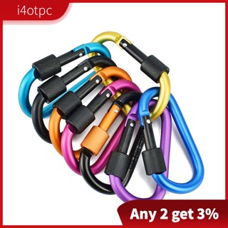 I4otpc 10 ชิ้น D-Clip ทนทานล็อค Carabiner พวงกุญแจคลิปตะขอหลายสีล็อค Carabiner สําหรับตั้งแคมป์กลางแจ้ง