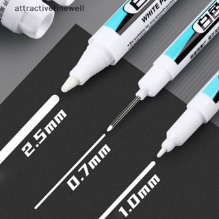 [attractivefinewell] ปากกามาร์กเกอร์ กันน้ํา สีขาว 0.7 1.0 2.5 มม. สําหรับทาสียางรถยนต์ TIV