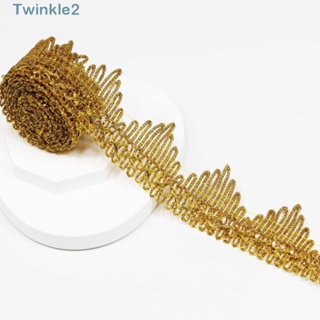 Twinkle ริบบิ้นผ้าลูกไม้ โพลีเอสเตอร์ 14 หลา 4 ซม. สีทอง 1.6 นิ้ว สําหรับตกแต่งบ้าน