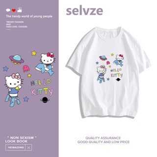 Selvze (พร้อมส่งจากกรุงเทพ มาใน 3 วัน) น่ารัก Hello Kitty พิมพ์เสื้อยืดแขนสั้น T0524