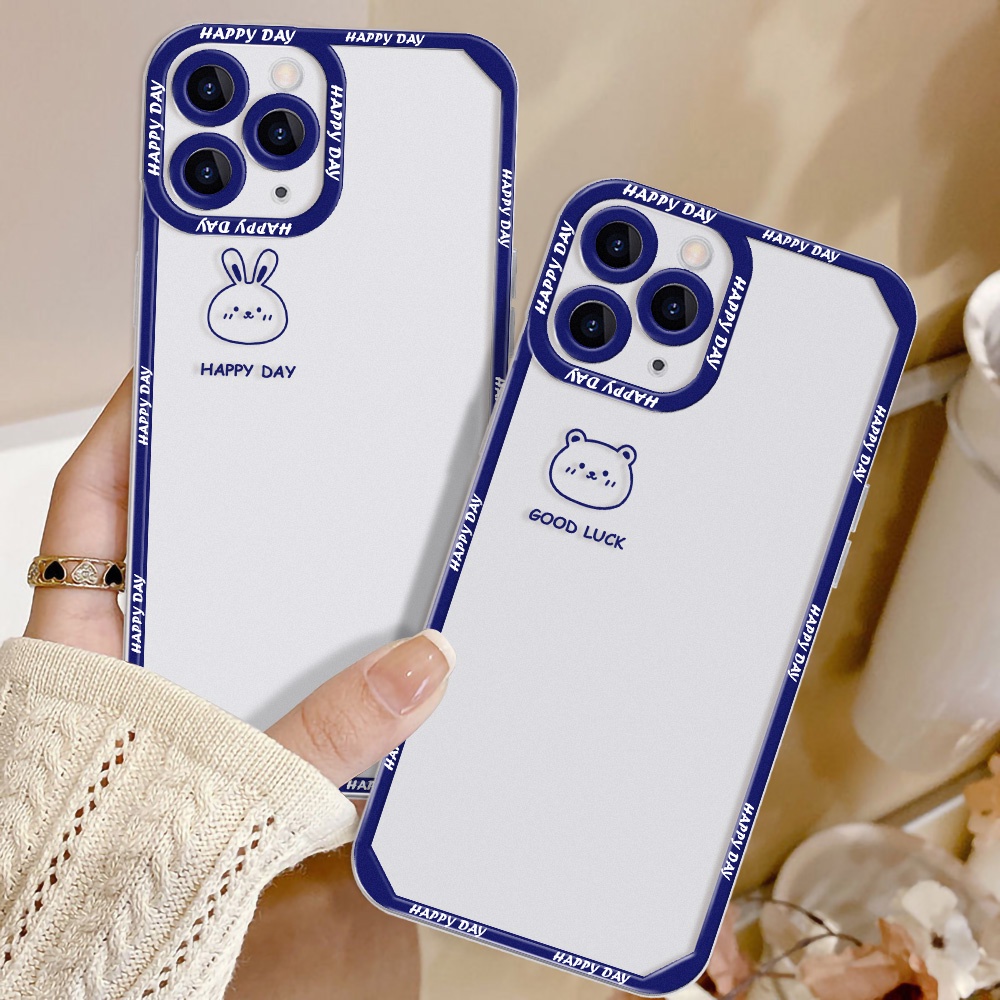 เคสโทรศัพท์มือถือแบบนิ่ม Tpu ใส กันกระแทก iPhone 15 11 12 13 14 Pro Max XR X XS Max 7 8 Plus SE 15plus ลายกระต่ายน่ารัก