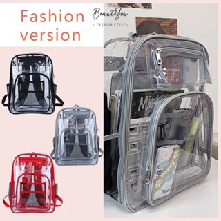 {ขายดี 99} กระเป๋าเป้สะพายหลัง PVC แบบใส น้ําหนักเบา ทนทาน สีพื้น สําหรับนักเรียน [BeautYou.th]
